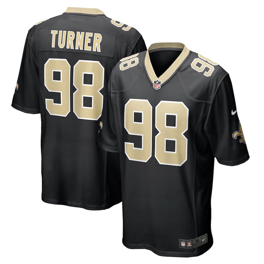 Men New Orleans Saints #98 Payton Turner Nike Black Game NFL Jersey